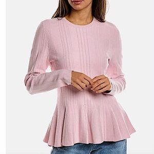 Ted Baker Light Pink Ribbed Peplum Blouse